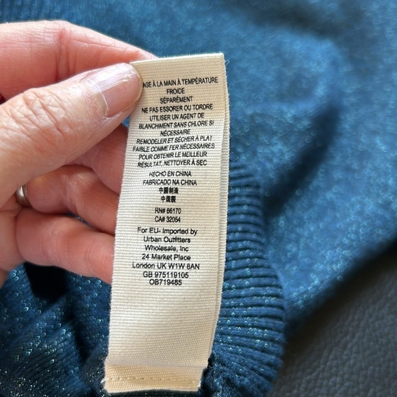 Free People Let It Shine Metallic Sparkle Balloon Sleeve Pullover Sweater Size S - Picture 12 of 14